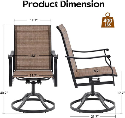 Soohow Swivel Outdoor Dining Chairs Set of 8, Patio Swivel Dining Chair with Textilene Fabric, Outdoor Metal Armchair All Weather Resistant, Ergonomic Comfort, Perfect for Patio, Backyard, Balcony