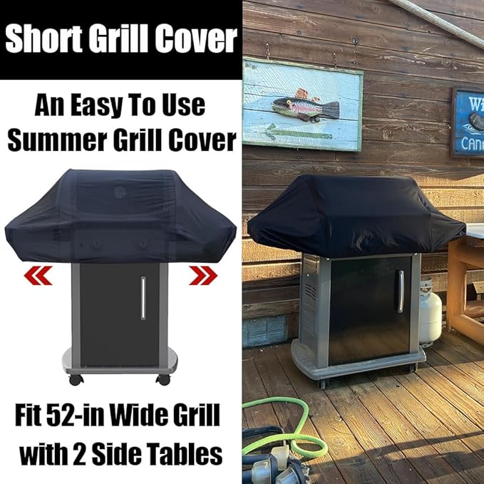Short BBQ Grill Cover Lightweight Waterproof Outdoor Summer BBQ Gas Grill Covers 52 inches