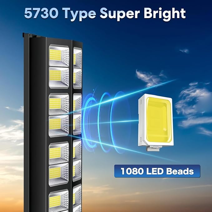 8000W Solar Street Lights Outdoor Waterproof, Dusk to Dawn Solar Lights Outdoor with Motion Sensor and Remote Control for Yard, Parking Lot, Garage, Street