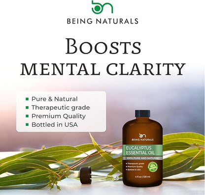 Eucalyptus Essential Oil - Huge 4 FL OZ - 100% Pure & Natural – Premium Natural Oil with Glass Dropper (Eucalyptus Oil)