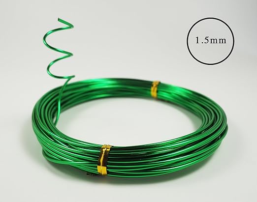 Aluminum Floral/Plant/Bonsai Tree Wire 5-Size Starter Set with Canvas Bag - 1.0mm, 1.5mm, 2.0mm, 2.5mm, 3.0mm (147 feet Total) - Choose Your Color (5 Sizes, Green)