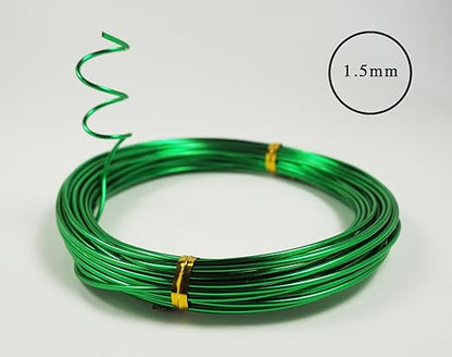 Aluminum Floral/Plant/Bonsai Tree Wire 5-Size Starter Set with Canvas Bag - 1.0mm, 1.5mm, 2.0mm, 2.5mm, 3.0mm (147 feet Total) - Choose Your Color (5 Sizes, Green)