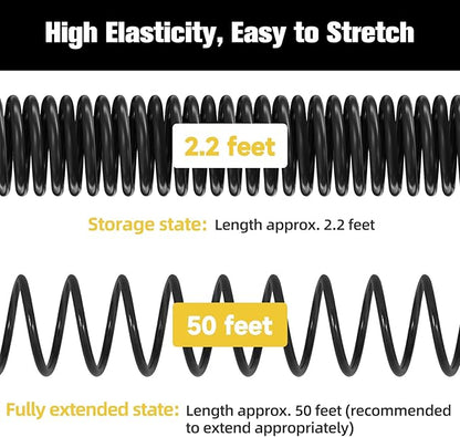 Coil Hose,3/8" EVA Coil Garden Hose 50 FT,Curly Water Hose Lightweight with Brass Connectors,Recoil Garden Hose Includes 8-Pattern Spray Nozzle for Boat, Yard, Patio, Green