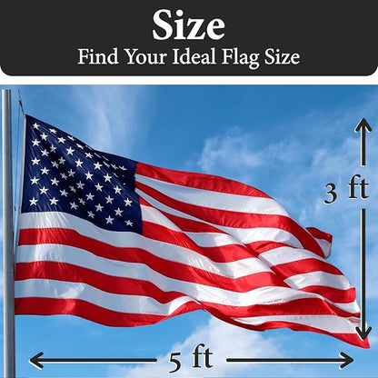 American Flags for Outside 3x5-100% MADE IN THE USA -Indestructible Durable Outdoor Heavy Duty Spun Polyester -US Flags 3x5 Outdoor -American Flag Sewn Stripes and Embroidered Stars - FMAA Certified