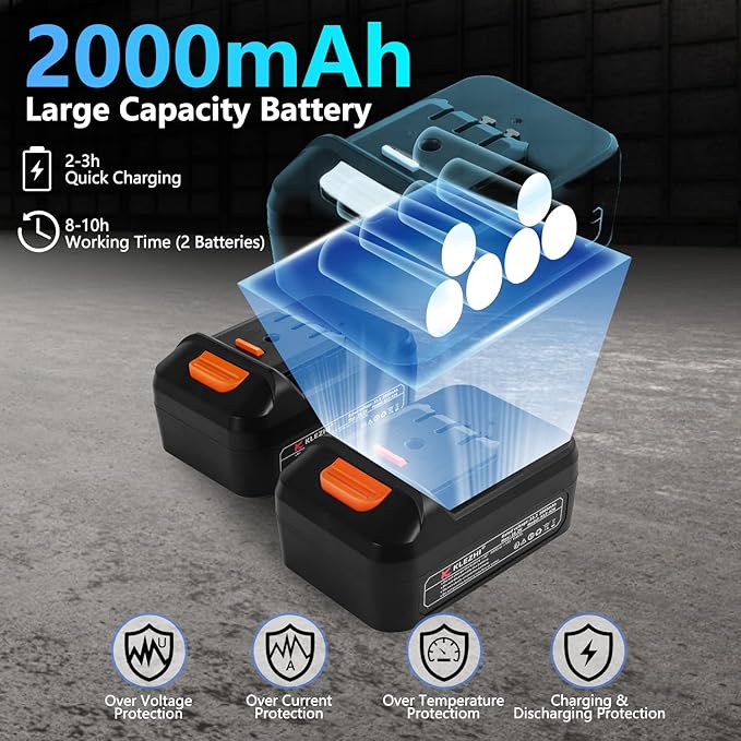 Cordless Electric Pruning Shears with Colorful LED Dispaly,Cut capacity of 32mm / 1.26inches, 2 x 2 Ah Lithium Rechargeable Battery 8-10 Working Hours Black