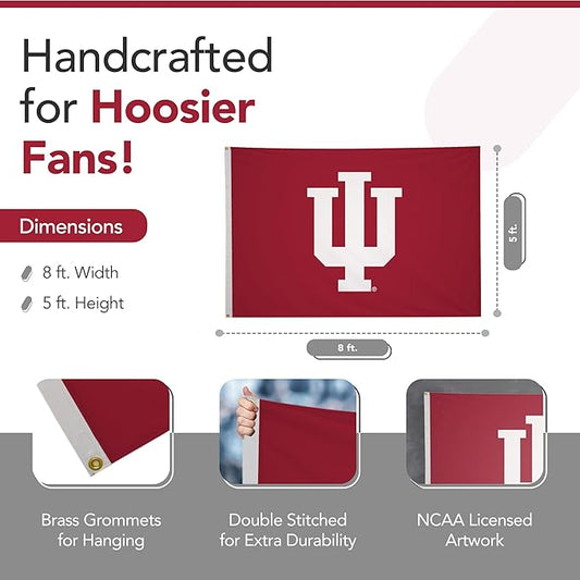 Indiana Hoosiers College Sports Printed Flag - NCAA Licensed - Nylon - School Banner (Red) (5' x 8')
