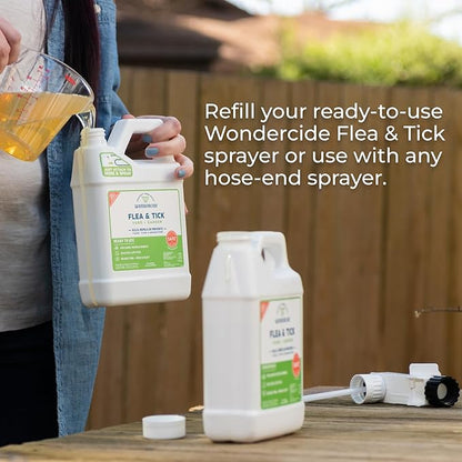 Wondercide - Flea and Tick Spray Concentrate for Yard and Garden with Natural Essential Oils – Kill, Control, Prevent, Fleas, Ticks, Mosquitoes and Insects - Safe Around Pets, Plants, Kids - 16 oz