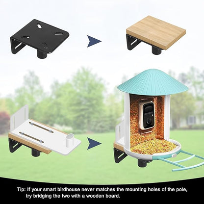 Gtongoko Smart Bird Feeder Pole 110 Inch Bluebird House Pole for Outdoors Weather Station Heavy Duty Metal Mounting Kit Adjustable Bird Feeder Stand Black