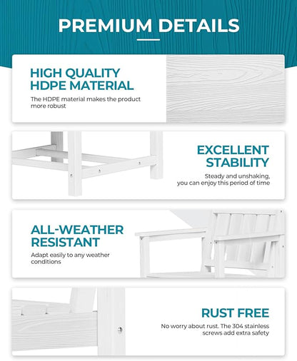 Ciokea HDPE Outdoor Dining Table with Umbrella Hole,66" Rectangle Patio Table for 6,All-Weather Outdoor Patio Furniture Set for Garden Backyard,White