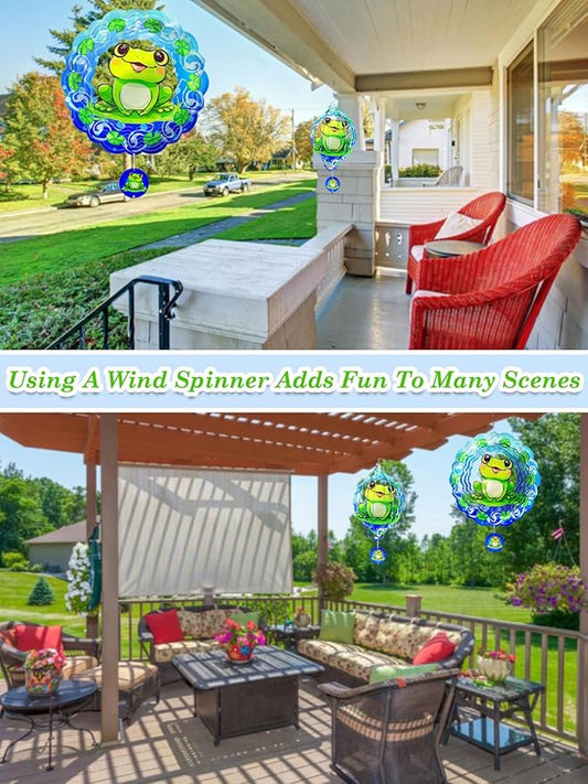 Frog Wind Spinner-3D Metal Hanging Wind Spinners, Perfect Ornament Gifts for Women/Men, 12 Inch Spinfinity Wind Spinner for Outdoor & Indoor Decorations, Yard Art, Garden Decoration