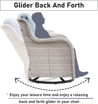Patio Swivel Rocker Chairs: 5-Piece Set with Wicker Armrests for Outdoor Use, mos071-1 075 078-0