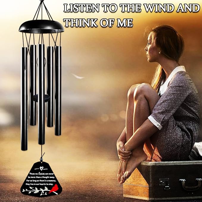 Sympathy Wind Chimes for Loss of Loved One, 30'' Cardinal Wind Chimes for Outside, Bereavement Gift in Memory of Loved One, Memorial Gifts for Loss of Mother Father Condolence Remembrance