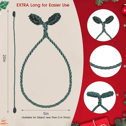 Christmas Garland Ties, 16Pcs 20in Garland Twist Ties for Banister, Reusable and Flexible Decorative Twist Tie for Home Decorations and Holiday Craft Gift Wrapping - Green