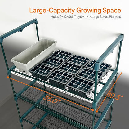 Bstrip Indoor Greenhouse with Grow Light, 4-Tier Mini Green House, 4Pcs Grow Lights for Indoor Plants with Timer, Zippered PVC Grow Tent with Airflow Windows, Indoor Greenhouse Cabinet 35x19.3x63in