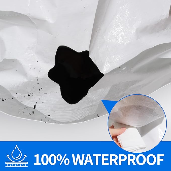 Tarp 5x7(4packs) ft Heavy Duty 12mil 100% Waterproof High Durability Multipurpose,Uv Resistant,White Tarp Suitable for Swimming Pools, Boats, Camping, Courtyards, Etc -by MVPNET