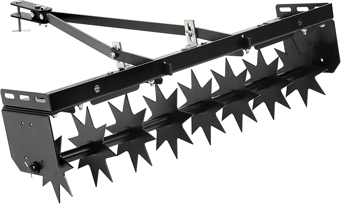 32" Tow Behind Spike Aerator Tool W/ 8 Spikes, Hitch Pin Attach to Lawn Tractor, Most ZTRs, ATVs Soil Mower Hitch, Lawn Soil Penetrator for Gardens, Lawns, Farms