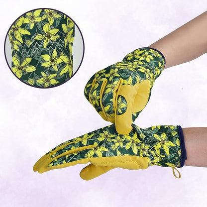 Womens Gardening Weeding Working Gloves, Leather Garden Glove for Women Thorn Proof No Stab for Digging, Planting,Pruning