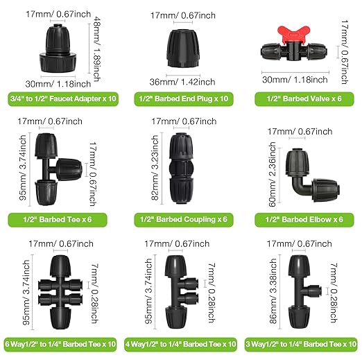 MIXC 1/2 inch Drip Irrigation Elbow Fittings, Anti-Drop Lock Barbed Elbow (1/2" ID x0.67 OD), for 1/2'' Irrigation Tubing Anti-Leak Irrigation System Elbow Fittings 6 Pack