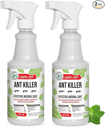 Mighty Mint Peppermint Oil Ant Killer Spray – Natural Ant Repellent for Indoor & Outdoor Use – Plant-Based Insect & Pest Control – 16 oz (Pack of 2)