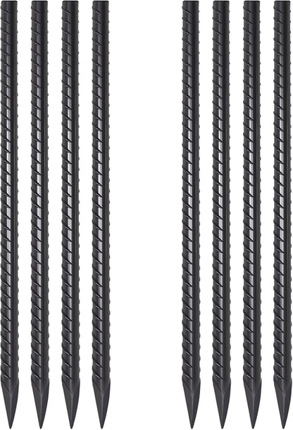 VVOKGO Rebar Stakes 24 Inch Ground Straight Concrete Form Stakes Heavy Duty (8pcs), 3/8" Diameter Metal Steel Spikes Anchors with Chisel Point End for Plant Support, Garden Border,Landscape Edging