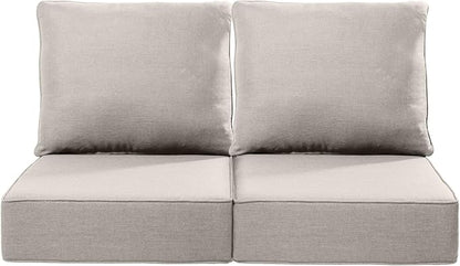 Luxury 24x24x6 Inch Outdoor Seat Cushions - Set of 2 Water Resistant Patio Chair Seat Comfortable Cushion for Porch Set Rattan Dining Rocker Glider Chairs Loveseat Couch Sectional Sofa - Beige