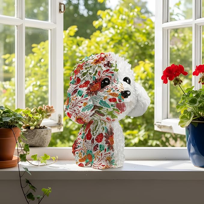 Outdoor Statues for Garden-Dog Outside Decor Clearance for Yard Art Lawn Ornaments Porch Patio Balcony Home House - Birthday Gifts for Grandma Mom Women (Teddy)