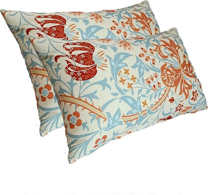 ADLIVWYD Lumbar Pillows for Indoor Outdoor uses,Waterproof Removable Cover with Zipper Outdoor Pillows Set of 2 for Patio Furniture,12×20 Inch (Beige Floral)