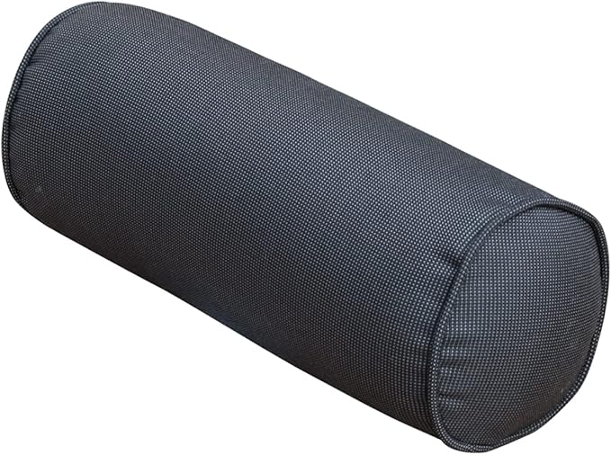 Indoor/Outdoor Bolster Pillows, 16x6 inches Solid Round Lumbar Cylinder Throw Pillows for Outdoor Furnitures, Set of 2, (Black)