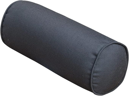 Indoor/Outdoor Bolster Pillows, 16x6 inches Solid Round Lumbar Cylinder Throw Pillows for Outdoor Furnitures, Set of 2, (Black)