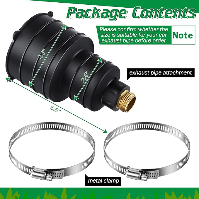 Qualirey Pest Control Exhaust Pipe Attachment with 2 Way Hose Splitter, Transport Exhaust from Car to Underground for Killing Outdoor Rodents Such as Moles, Gophers (Fit for Pipe in 2"-2.4"/3"-3.5")
