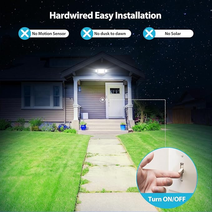 Olafus 80W Flood Lights Outdoor, Switch Controlled 8000LM LED Security Lights, IP65 Waterproof Outside Floodlights, 6500K Exterior Flood Light Fixture Wired for House Yard Porch Eave Black