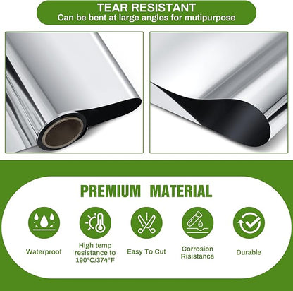 4 x 200 Ft Highly Reflective Film Roll Heavy Duty Horticulture Film Roll for Outdoor Indoor Plant Grow Tent Warm House Greenhouse Room, 2 Mil Silver