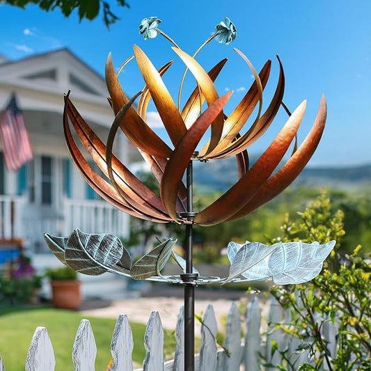 Wind Spinners for Yard and Garden, Wind Spinners Outdoor Large Metal, 84 inch Kinetic Wind Spinner & Wind Sculptures, Windmill Decor(Lotus)