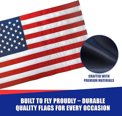 Super Tough 30ft x 50ft Nylon American Flag | Embroidered Stars and Sewn Stripes | Brass Grommets | Heavy-Duty Outdoor Flag | Fade Resistant American Flag Made in USA | All Weather Nylon