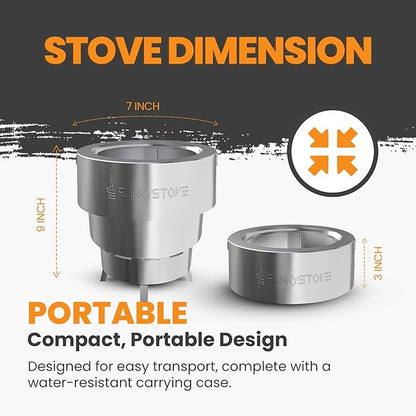 Slinky Stove Smokeless Fire Pit for Outdoor Wood-Burning - 7-Inch Patented Collapsible Firepit with Cooking Grill - Portable Stainless Steel Solo Pit for Camping, Backyard, Patio Bonfires