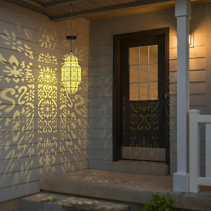 18 Inch High Large Hanging Solar Lights Outdoor Garden Decor, Decorative Waterproof Plastic Moroccan Solar Lantern Lamp, Outside Decorations for Patio Yard Porch Decor, Gardening Gifts for Women Mom