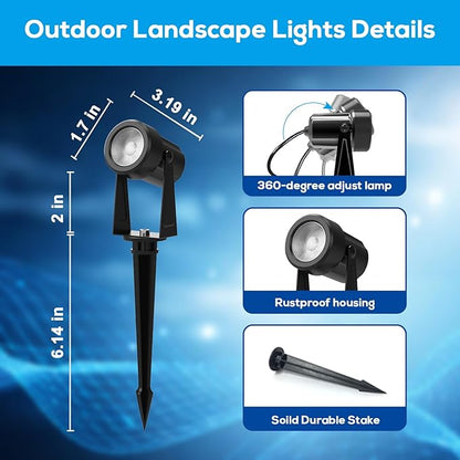 ZYAN Low Voltage Landscape Spotlights LED Landscape Lighting with Sensor, IP65 Waterproof Outdoor Lights for Yard Garden Pathway, Plant Tree Spoltights Dimmable with Timer, Auto ON/Off (4 Pack)
