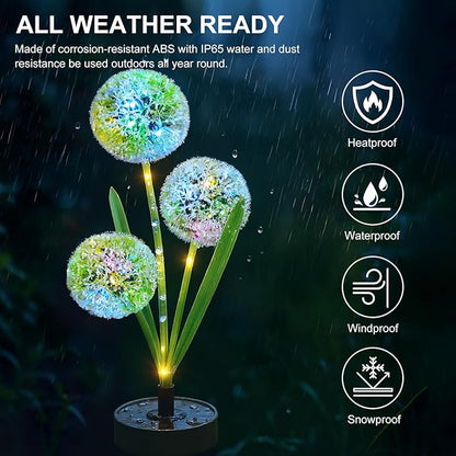 Solar Flowers Lights - Upgraded Outdoor Dandelion Flowers Lights, 7-Color Changing & Waterproof Outdoor Solar Lights for Garden, Patio, Backyard,Party and Office (Dandelion, 4)
