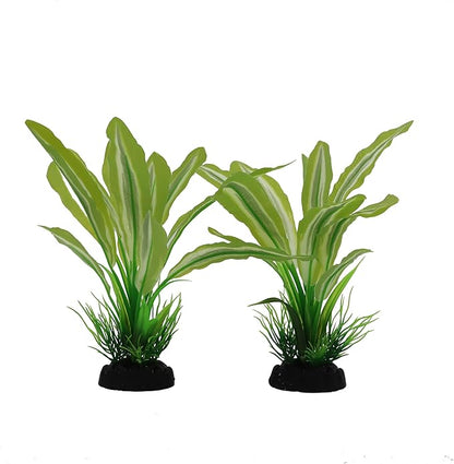 Silk Aquarium Plants for Betta Fish Tank, 2 Pcs 8 Inch Small Silk Aquarium Plant Aquatic Water Grass Decoration，Green-Yellow