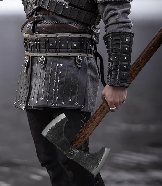 Splitting Axe, 23.6 Inch Double Bit Axe, Beech Handle with Leather Sheath, for Chopping, Splitting Wood or Axe Throwing