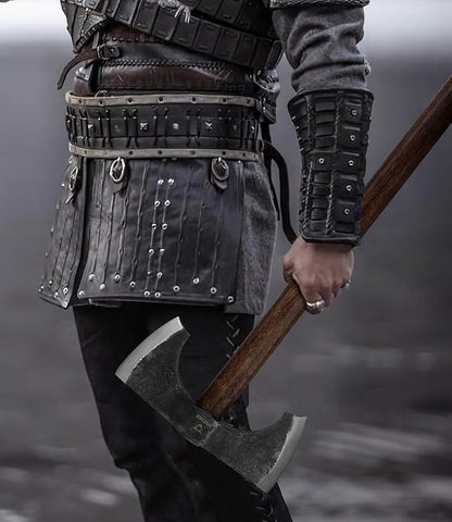 Splitting Axe, 23.6 Inch Double Bit Axe, Beech Handle with Leather Sheath, for Chopping, Splitting Wood or Axe Throwing