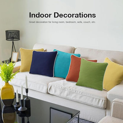 Decorative Outdoor Water Repellent Throw Pillows with Inserts, Set of 4, 18" x18" Pillows for Patio, Backyard, Bed, Couch, and Patio Furniture, Yellow Brown