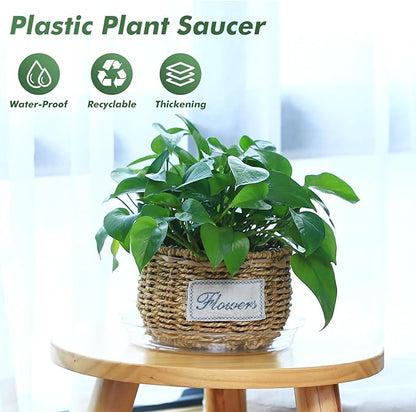 100 Pack 6 Inch Plant Saucer Clear Plant Saucers for Indoors Flower Pot Saucers Small Plants Plate Dish Succulent Pot Saucer Plants Trays for Pots Bulk Plastic Tray for Flower Cactus Nursery Pots