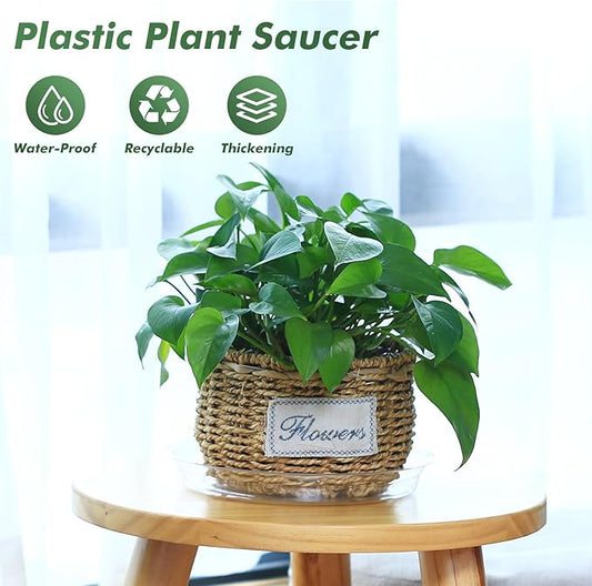 100 Pack 4 Inch Plant Saucer Clear Plant Saucers for Indoors Flower Pot Saucers Small Plants Plate Dish Succulent Pot Saucer Plants Trays for Pots Bulk Plastic Tray for Flower Cactus Nursery Pots