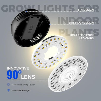 Barrina Orbgrow OG09 Puck Grow Light with Timer, 660nm Red LEDs, 18W(2 x 9W, 270 Watt Equiv), Full Spectrum Plant Light for Indoor Plants, Magnetic & Linkable, 5 Levels Dimmable, 2 Packs, Black