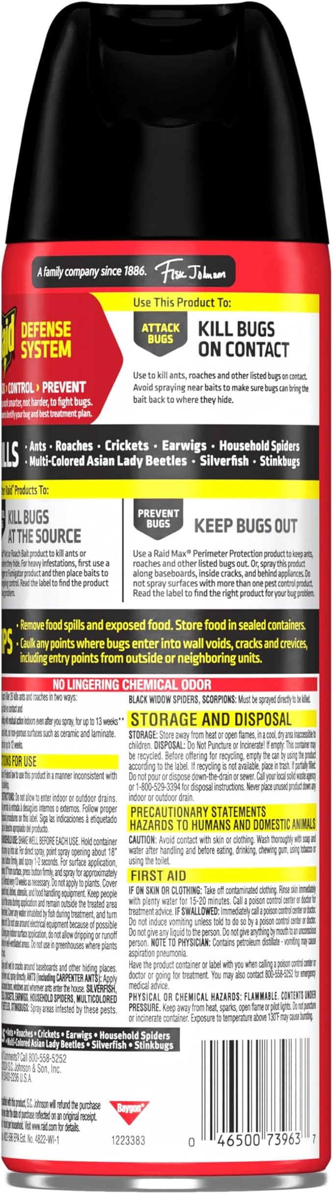 Raid Ant & Roach Killer Spray for Listed Bugs, Keeps Killing for Weeks, Lavender Scent, 17.5 oz