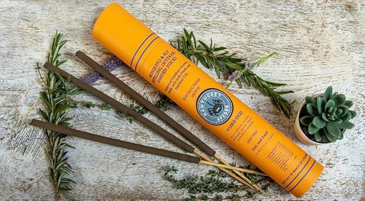 Nantucket Spider Bundle | Garden Repellent Sticks 14 Pack and Incense Stick Holder | Repels Mosquitoes & Flies | Long Lasting | Soapstone Block, Handmade Bamboo Based Sticks, Sun and Sand