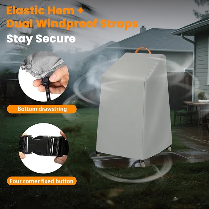 Deep Fryer Cover for Bayou Classic 700–701 | Waterproof Grill & 4 Gallon BBQ Cover with Reflective Handle, Windproof Straps & Drawstring | Outdoor Flat Top Fryer Cover (NO Side Shelf/Cart)