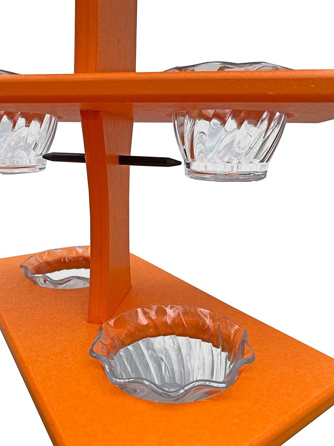 DutchCrafters Plastic Poly Double Platform Hanging Oriole Bird Feeder with Fruit Slice Holders & Nectar Cups, Jelly Bird Feeders for Outside - Amish Made in USA (Double, Bright Orange)