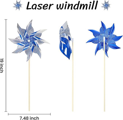 10 Pack Reflective Pinwheels for Yard and Garden, Wind Spinners Outdoor Bird Scare Devices, Sparkly Windmills for Garden Decor Scare Birds Away Garden Wind Spinners for Outside Patio Garden